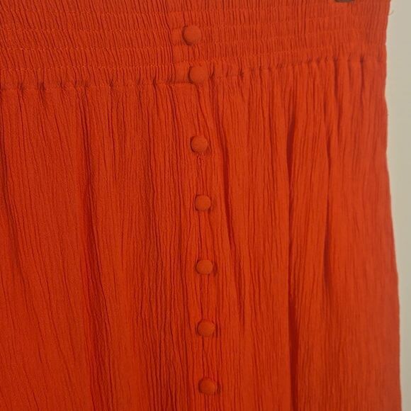 Madewell Orange Midi A-Line Skirt with Pleats and Slit for Resort Wear - Picture 3 of 7
